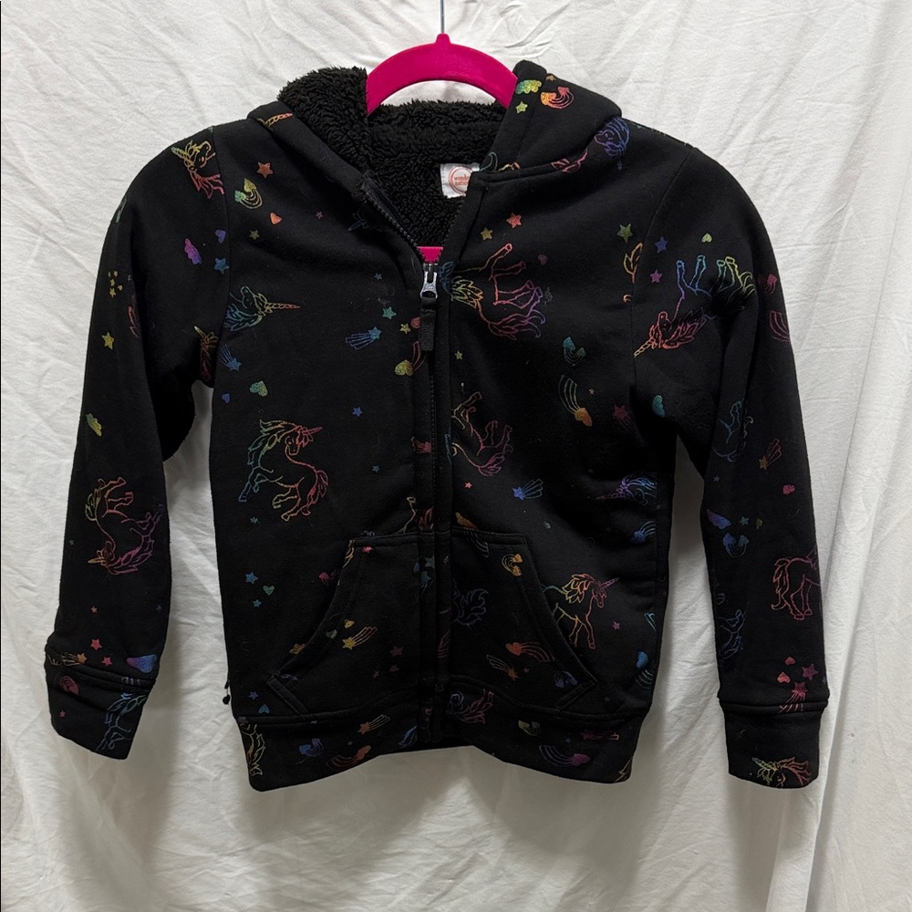 Wonder Nation Black Hoodie with Rainbow Unicorns